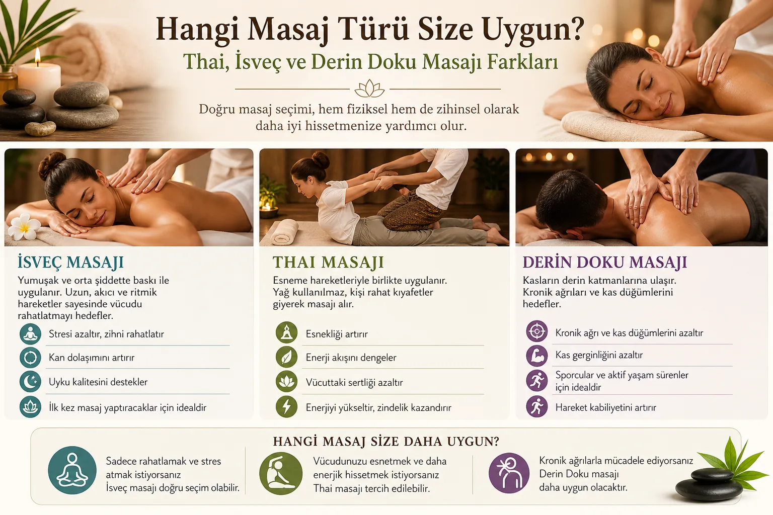İsveç, Thai ve Derin Doku Masajı Farkları